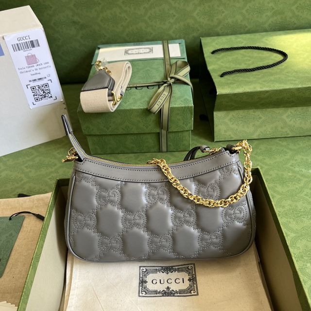 2023 GG original matelasse leather handbag 735049 grey