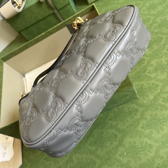 2023 GG original matelasse leather handbag 735049 grey