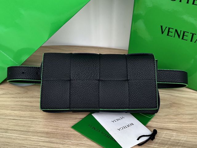 BV original grained calfskin cassette belt bag 710141 black