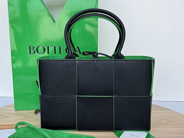 BV original grained calfskin small arco tote bag 652867 black&green
