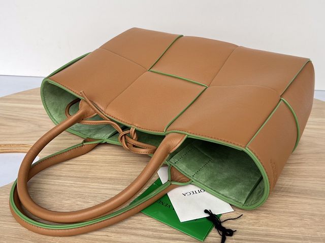 BV original grained calfskin small arco tote bag 652867 brown&green