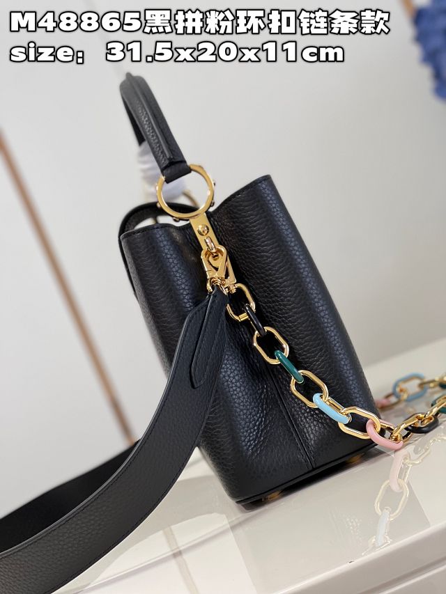 Louis vuitton original calfskin capucines MM handbag M21652 black