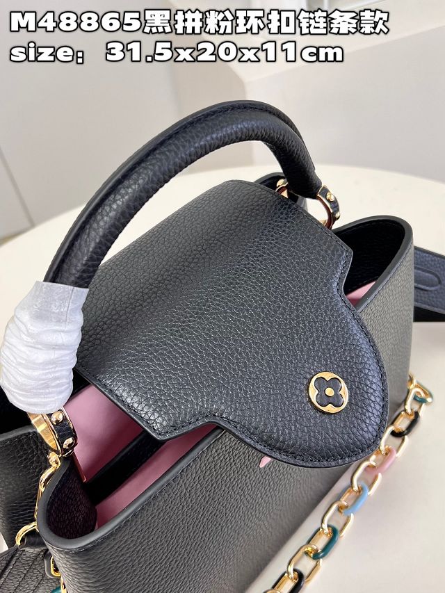 Louis vuitton original calfskin capucines MM handbag M21652 black