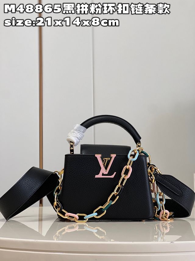 Louis vuitton original calfskin capucines mini handbag M21798 black