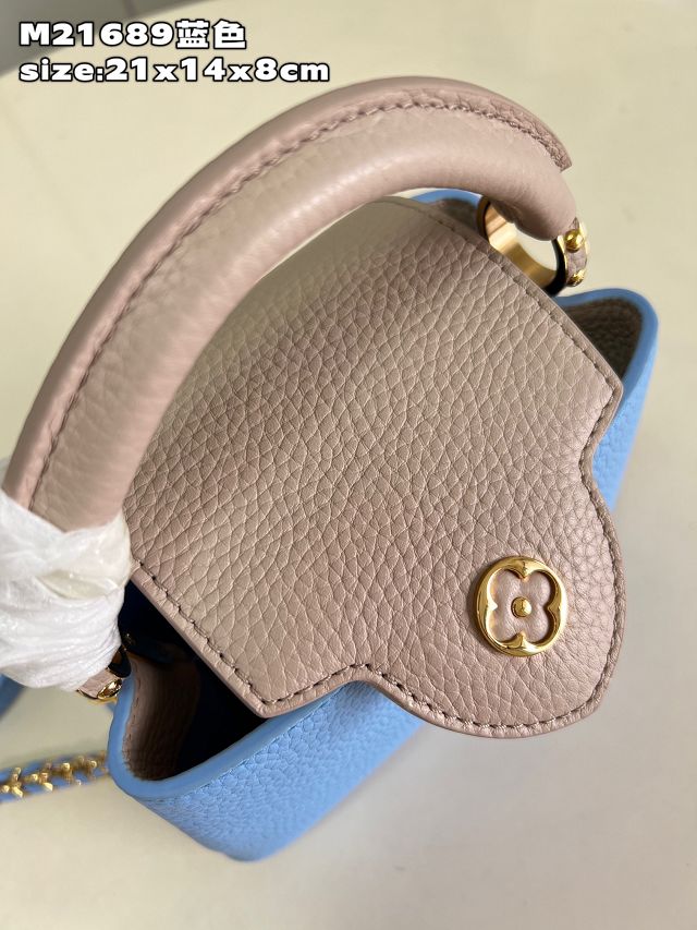 Louis vuitton original calfskin capucines mini handbag M48865 blue
