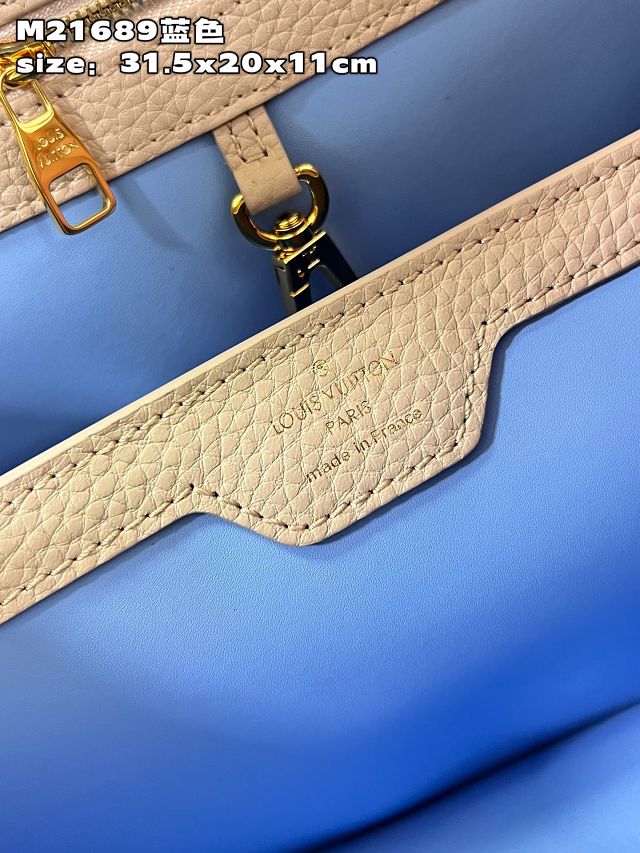 Louis vuitton original calfskin capucines mm handbag M59516 blue