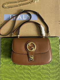 2023 GG original calfskin blondie top handle bag 735101 brown