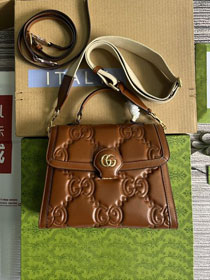 2023 GG original matelasse leather top handle bag 736877 brown