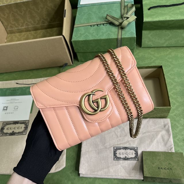 GG original calfskin marmont mini bag 474575 peach