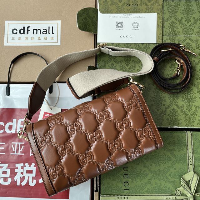 GG original matelasse leather small shoulder bag 724529 brown