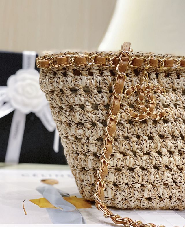 CC original crochet small shopping bag AS3689 apricot