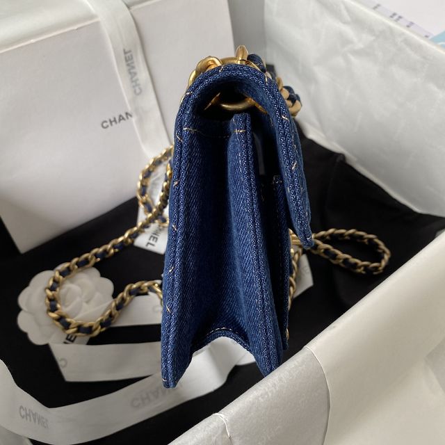 CC original denim mini flap bag AS4051 blue