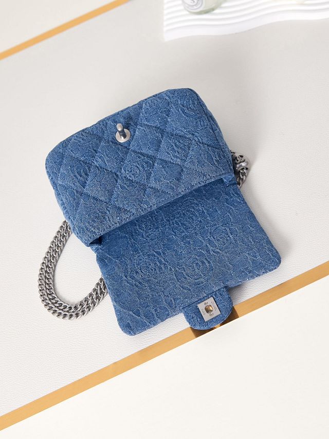 CC original denim small flap bag AS3829 blue