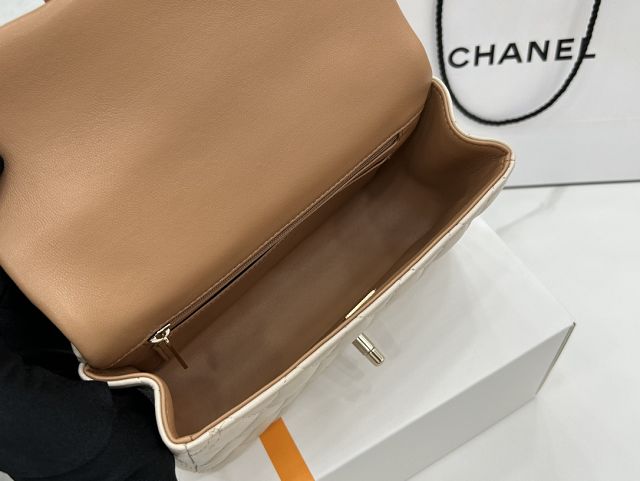 CC original lambskin top handle flap bag AS2431 beige&brown