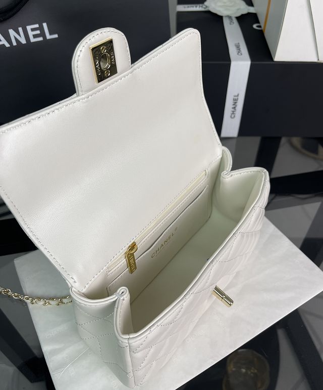 CC original lambskin top handle flap bag AS4141 white