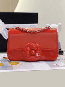 2023 CC original patent calfskin mini flap bag A99857 red