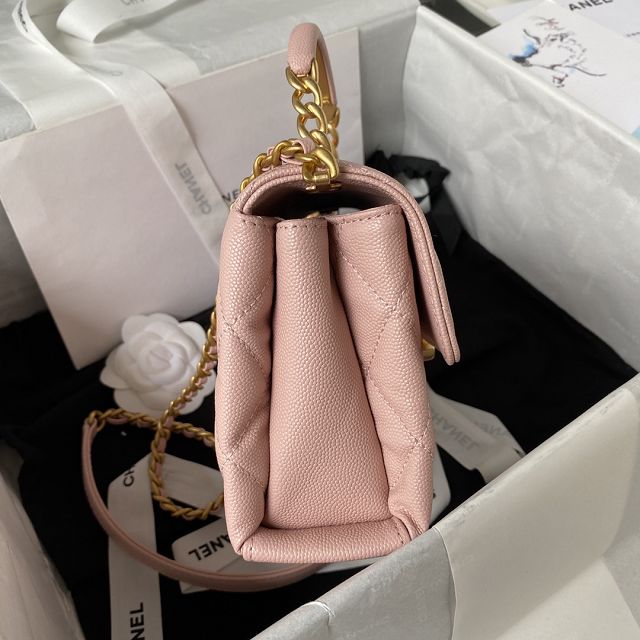 2023 CC original grained calfskin small top handle bag AS3982 pink