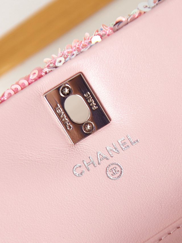 CC original sequins mini flap bag AS3268 pink