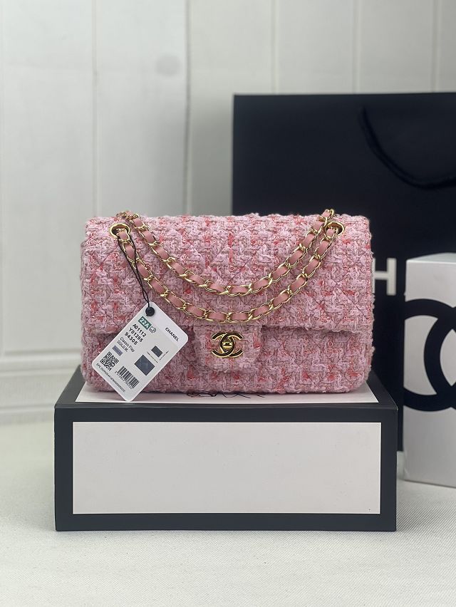 CC original tweed medium flap bag A01112 pink