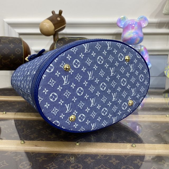 2023 Louis vuitton original denim bucket bag M42238 blue