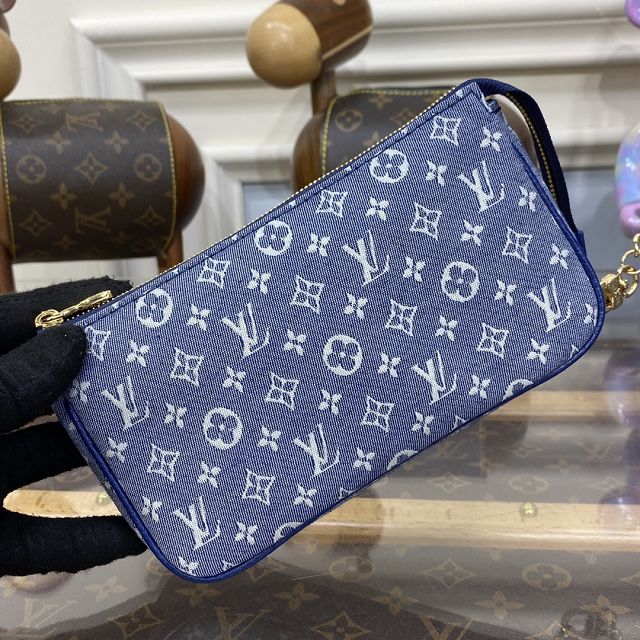 2023 Louis vuitton original denim bucket bag M42238 blue