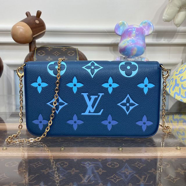 2023 Louis vuitton original calfskin pochette felicie M82349 blue