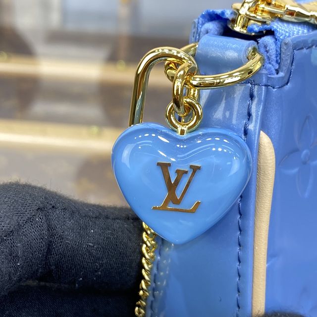 Louis vuitton original patent calfskin mini pochette M81940 blue