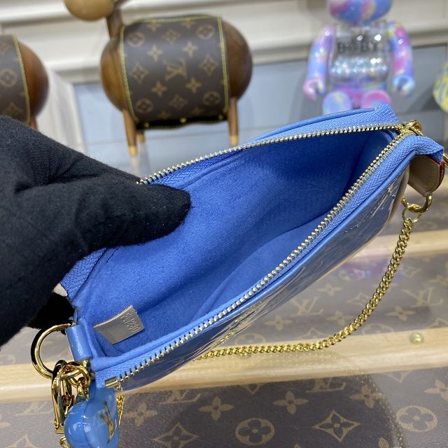 Louis vuitton original patent calfskin mini pochette M81940 blue