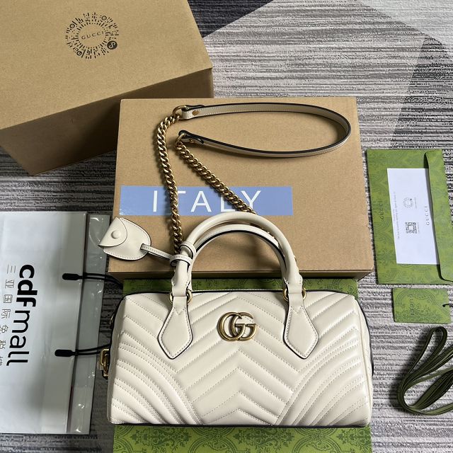 2023 GG original calfskin marmont small top handle bag 746319 white