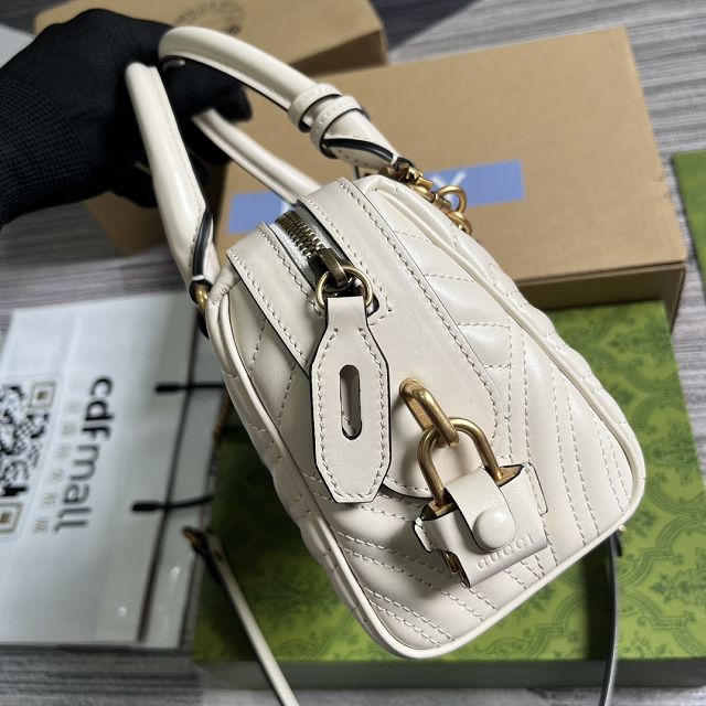 2023 GG original calfskin marmont small top handle bag 746319 white