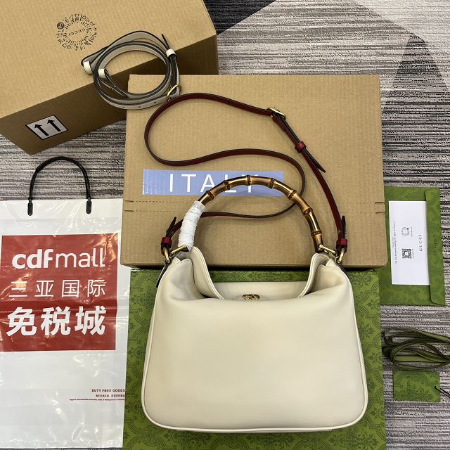 2023 GG original calfskin medium diana shoulder bag 746124 white