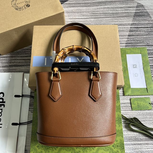 2023 GG original calfskin small top handle bag 750396 brown