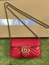 GG original calfskin marmont super mini bag 476433 red