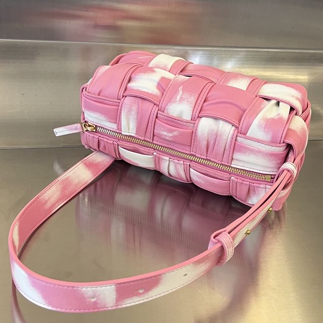 BV original lambskin small brick cassette bag 736233 pink&white