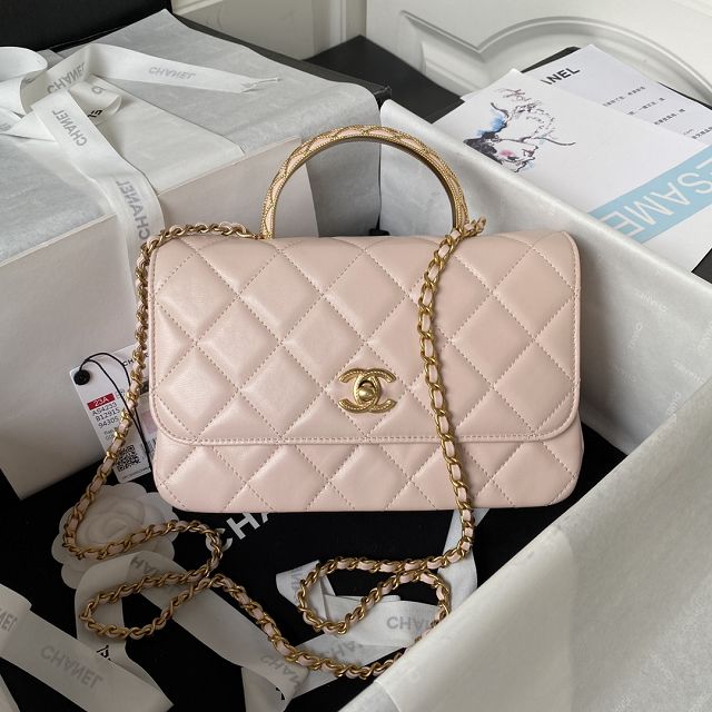 2023 CC original lambskin small flap bag AS4233 light pink