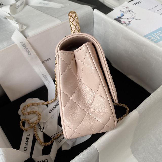 2023 CC original lambskin small flap bag AS4233 light pink