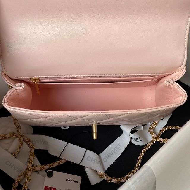 2023 CC original lambskin small flap bag AS4233 light pink