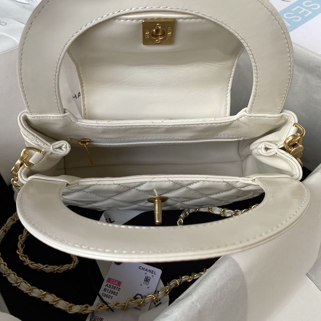 2023 CC original lambskin top handle bag AS3970 white