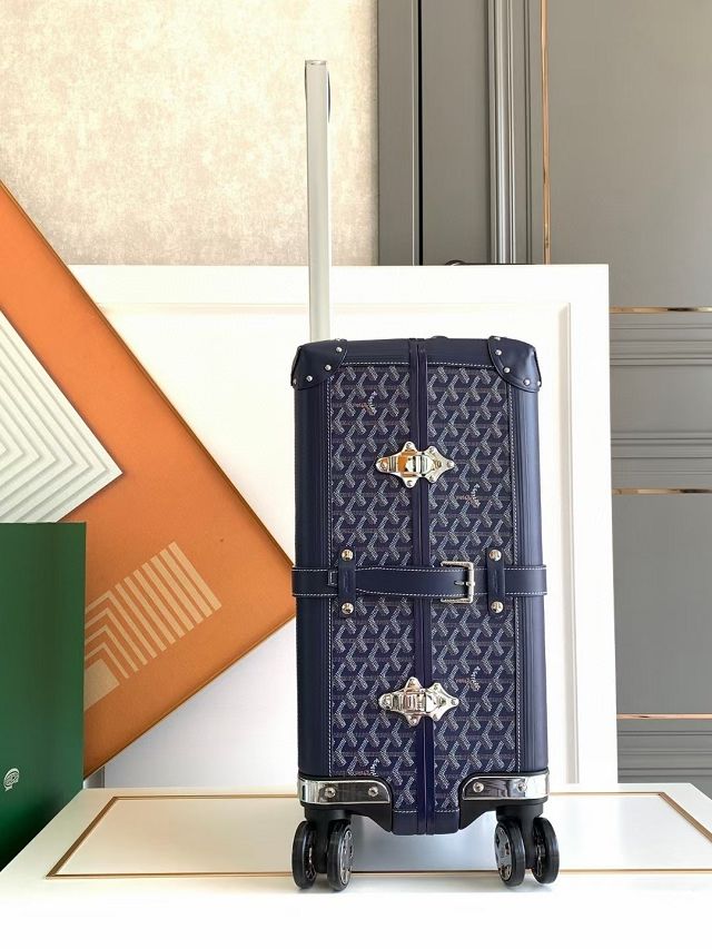 Goyard handmade original canvas&calfskin bourget trolley case GY0033 dark blue