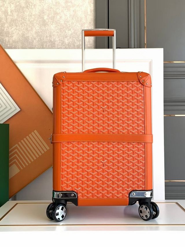 Goyard handmade original canvas&calfskin bourget trolley case GY0033 orange