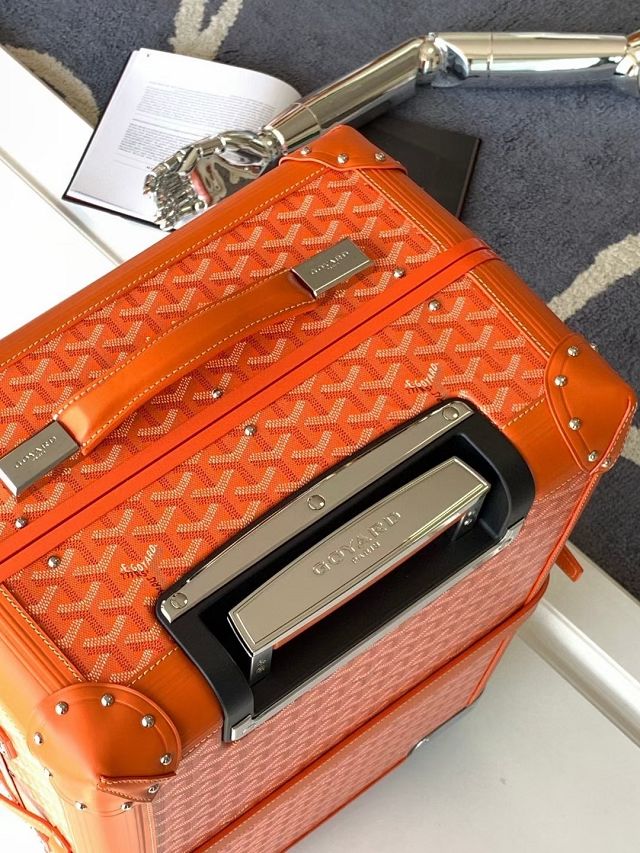Goyard handmade original canvas&calfskin bourget trolley case GY0033 orange