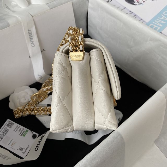 2023 CC original calfskin small flap handbag AS3984 white