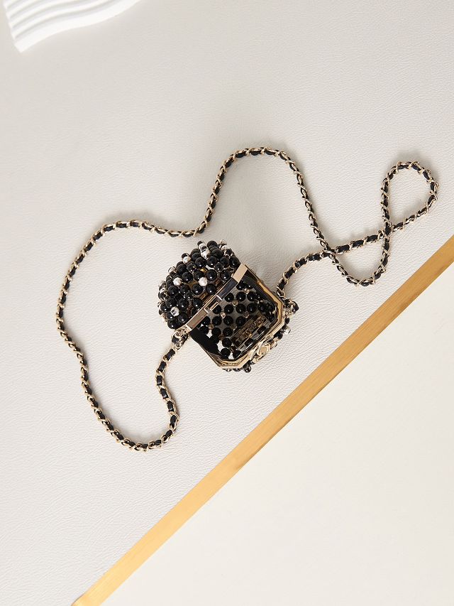 CC original glass pearls small evening bag AS3769-3 black