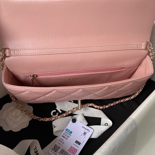 CC original lambskin clutch with chain AS3791 pink