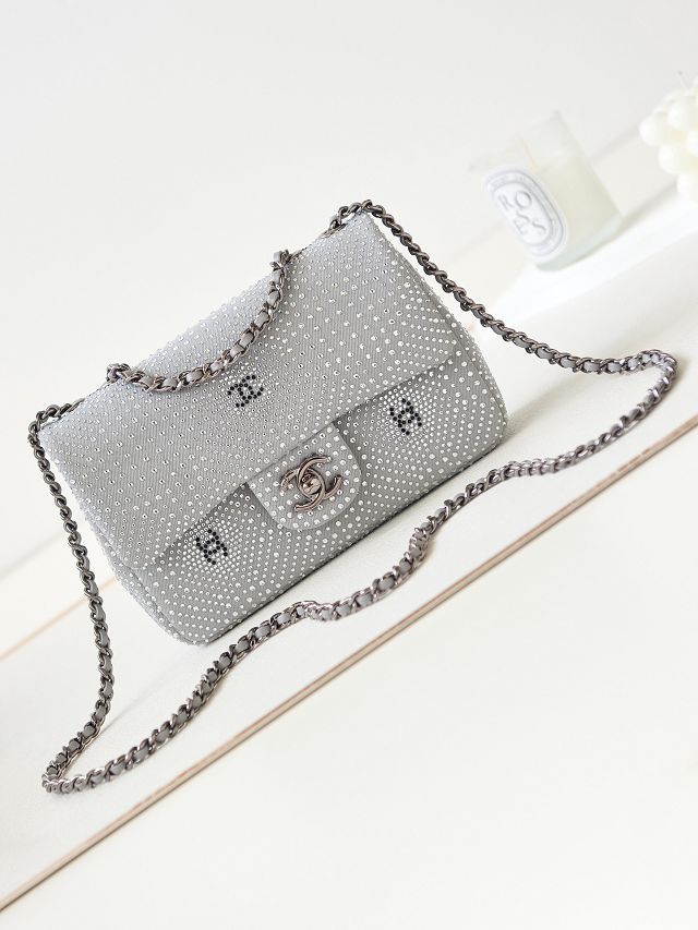 2023 CC original sequins mini flap bag AS3965 silver
