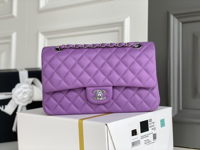 CC original lambskin medium flap bag A01112 purple