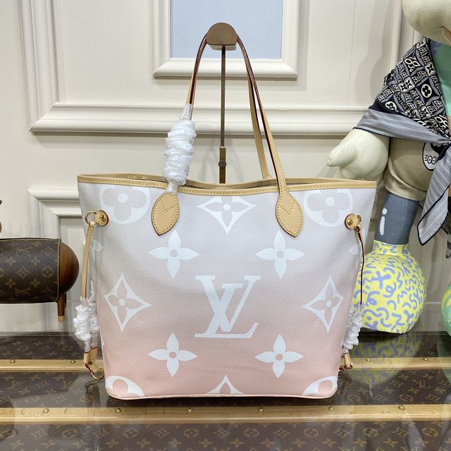 2023 Louis vuitton original monogram canvas neverfull mm M45679 pink