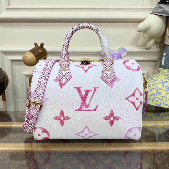 2023 Louis vuitton original monogram canvas speedy 25 M23073 pink