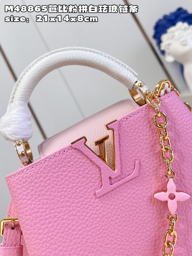 Louis vuitton original calfskin capucines mini handbag M22375 light pink