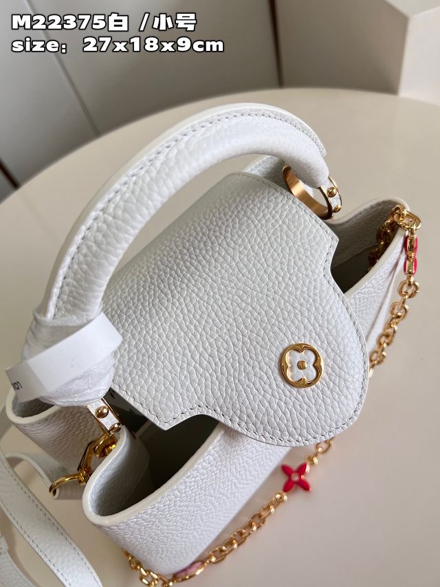 Louis vuitton original calfskin capucines BB handbag M20815 white